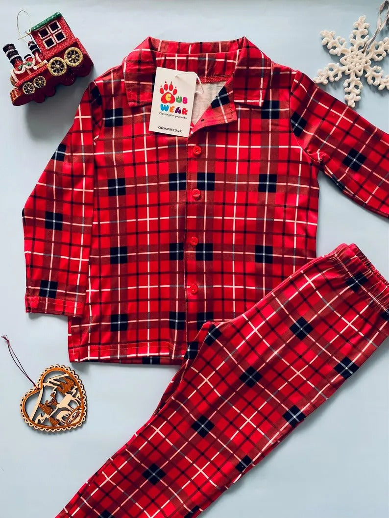 Family Matching Christmas Plaid Pajama Outfit Sets