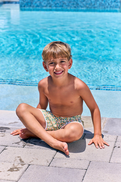Little Pete Boys Trunks in Floral Tile - FINAL SALE