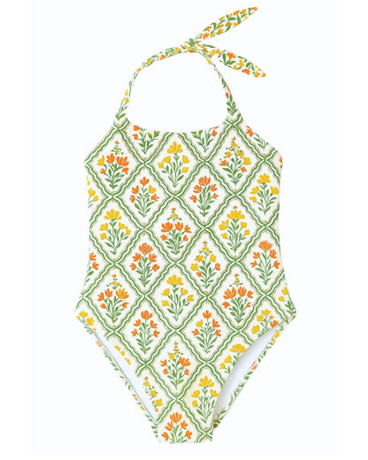Little Genevieve One Piece Swimsuit in Floral Tile - FINAL SALE