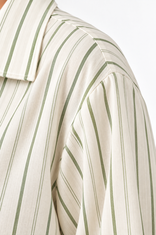 Morea Women’s Green Stripe Long Sleeve Pajama Set