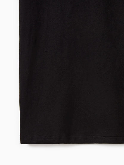 Family Matching Floral Print Belted Cami Dresses And Solid Short Sleeve Tops Sets Black