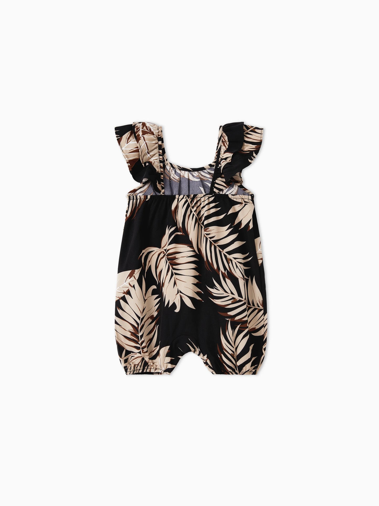 Family Matching Floral Print Belted Cami Dresses And Solid Short Sleeve Tops Sets Black