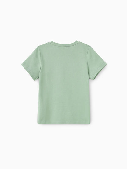 Elegant Broken Flower Matching Outfits for Family, Smocking Design, Medium Thickness Green