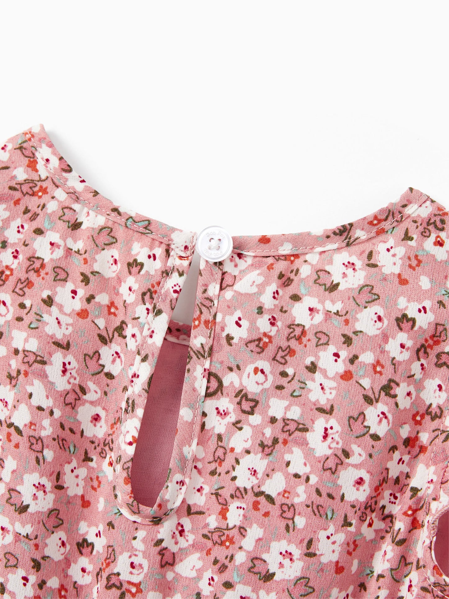 Family Matching Blue Cotton Colorblock Tee Shirt or Floral Print Smocking Puff-sleeve Dress Set  Pink