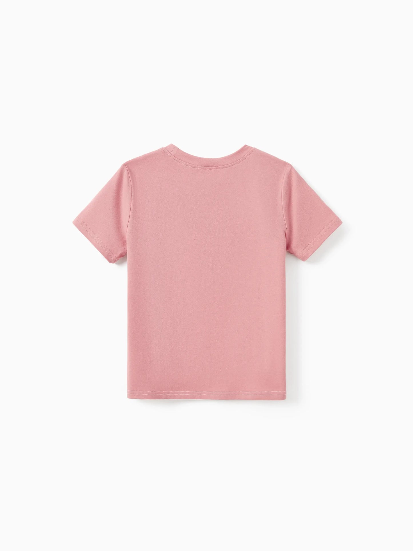 Family Matching Blue Cotton Colorblock Tee Shirt or Floral Print Smocking Puff-sleeve Dress Set  Pink