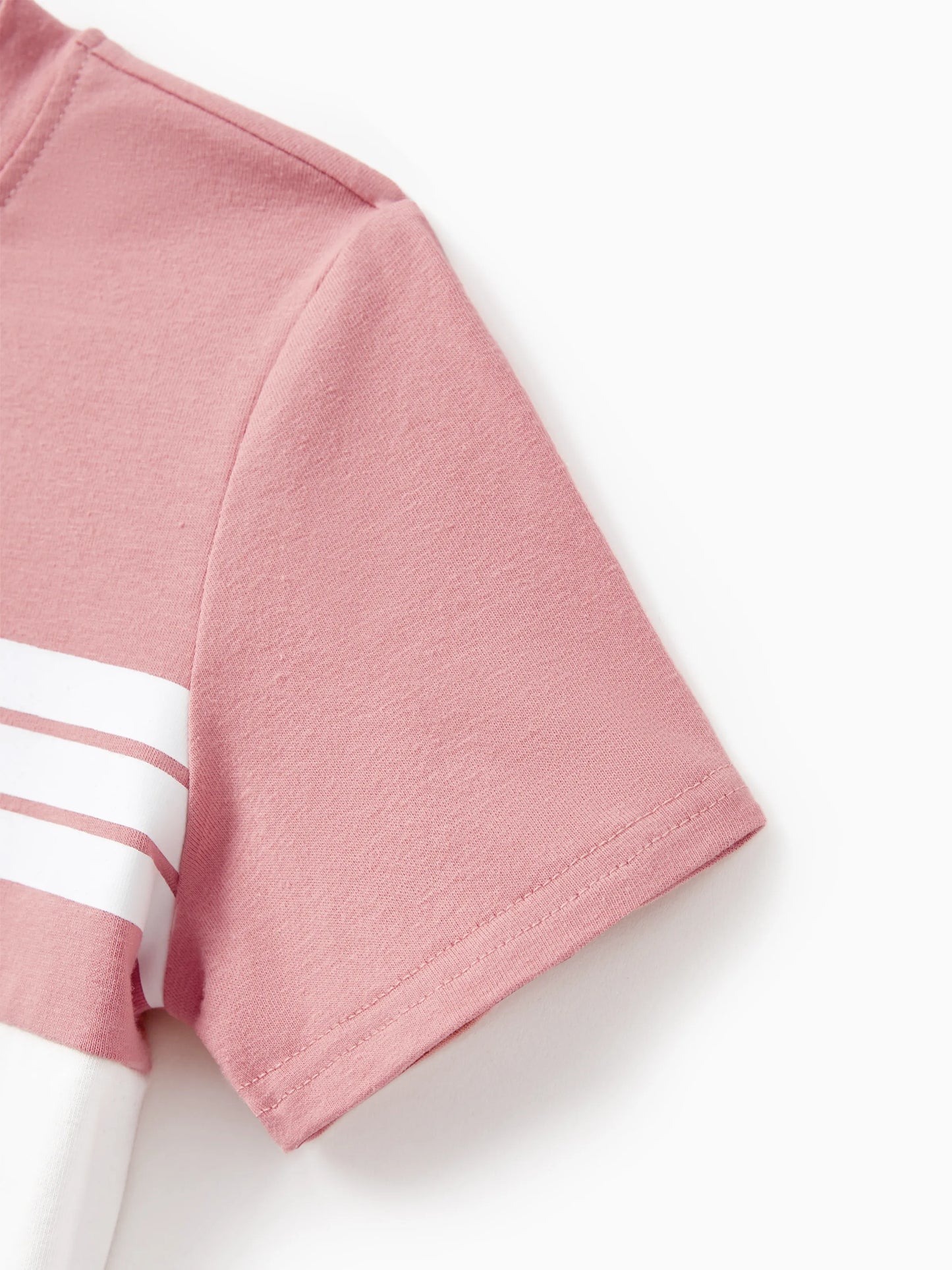 Family Matching Blue Cotton Colorblock Tee Shirt or Floral Print Smocking Puff-sleeve Dress Set  Pink