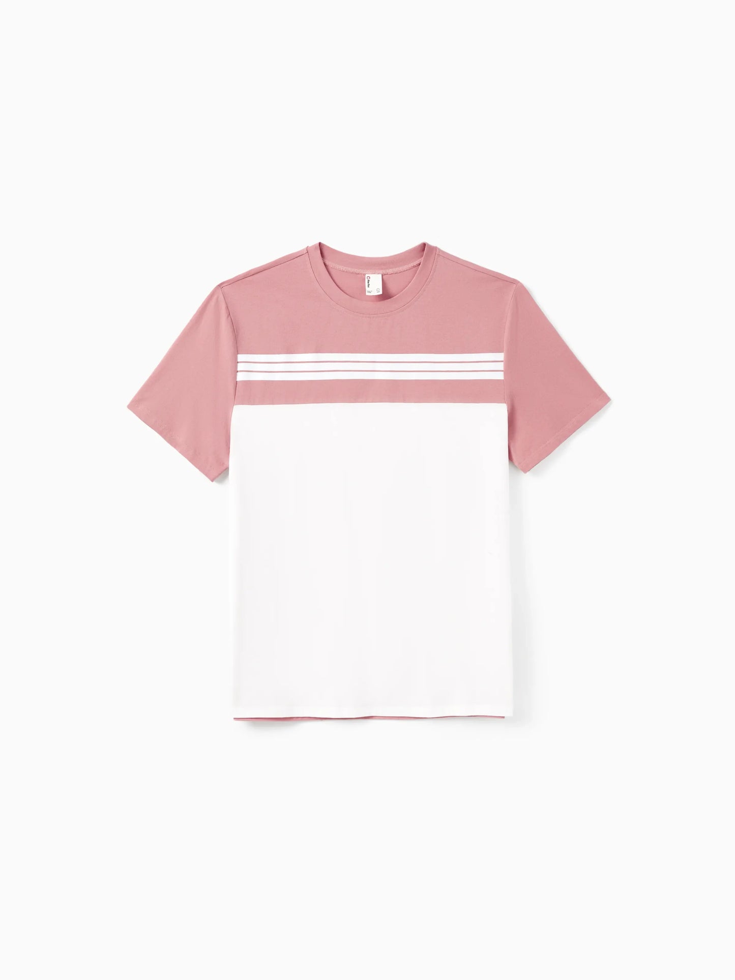 Family Matching Blue Cotton Colorblock Tee Shirt or Floral Print Smocking Puff-sleeve Dress Set  Pink