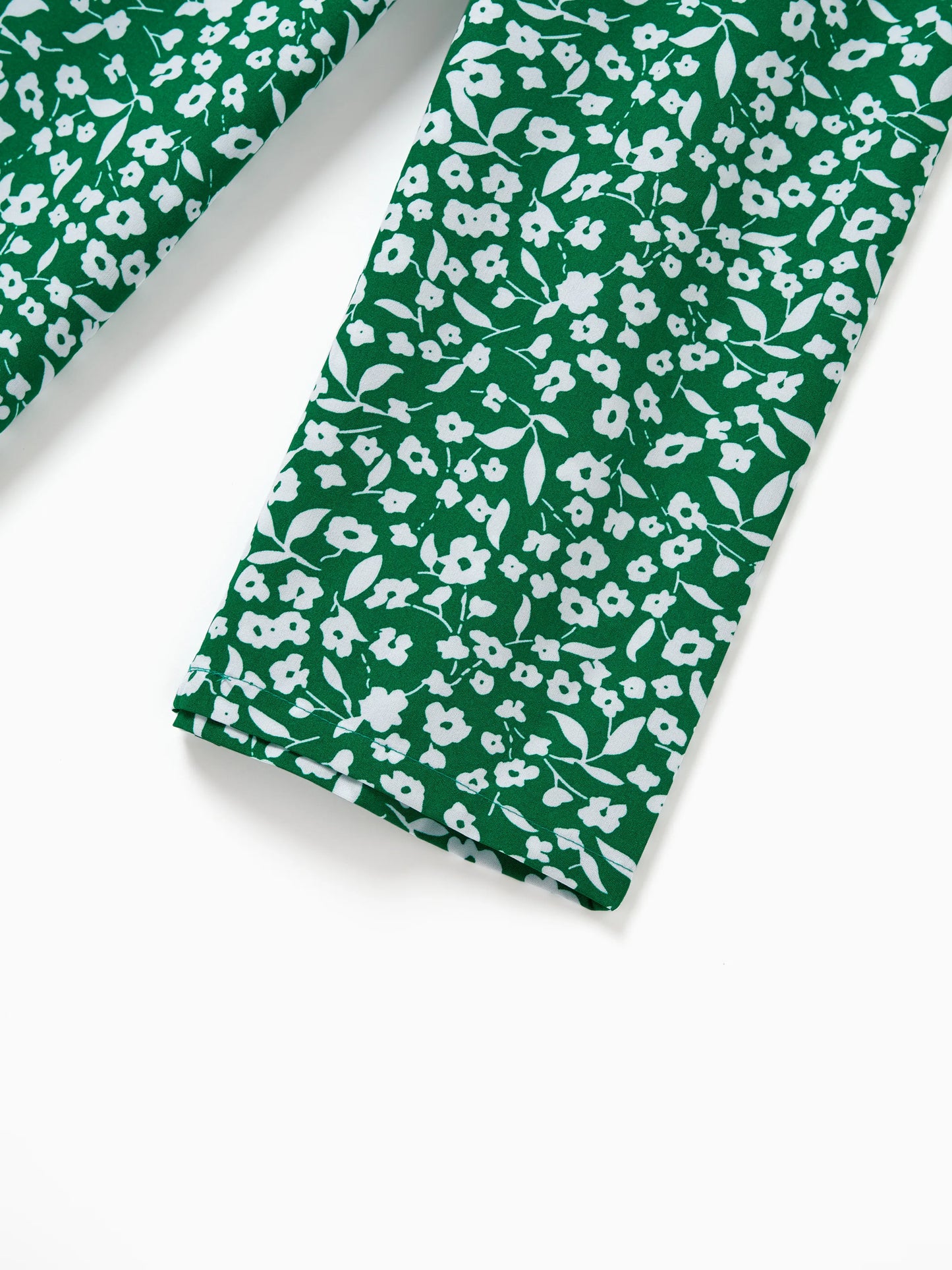 Matching Floral Print Green Smocked Strap Jumpsuits for Mommy and Me Green