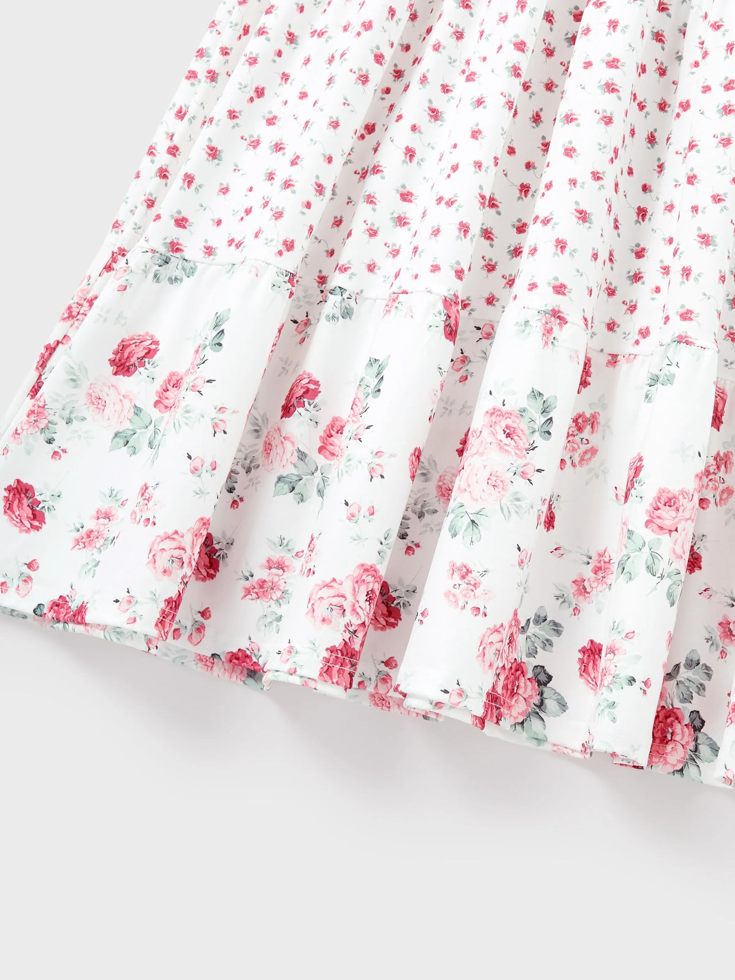 Family Matching Outfits Set Solid Color Short-sleeve Polo Collar Shirt or Flower Print Hollow out Dress  Pink