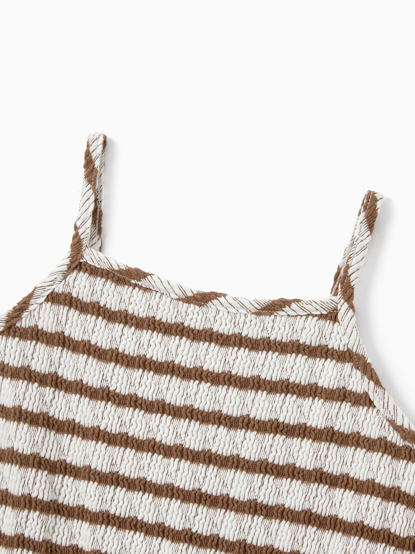 Matching Striped Dresses for Mommy & Me  Twist-Front Dress with Tulle Skirt, Perfect for Summer Family Outings & Photos Khaki