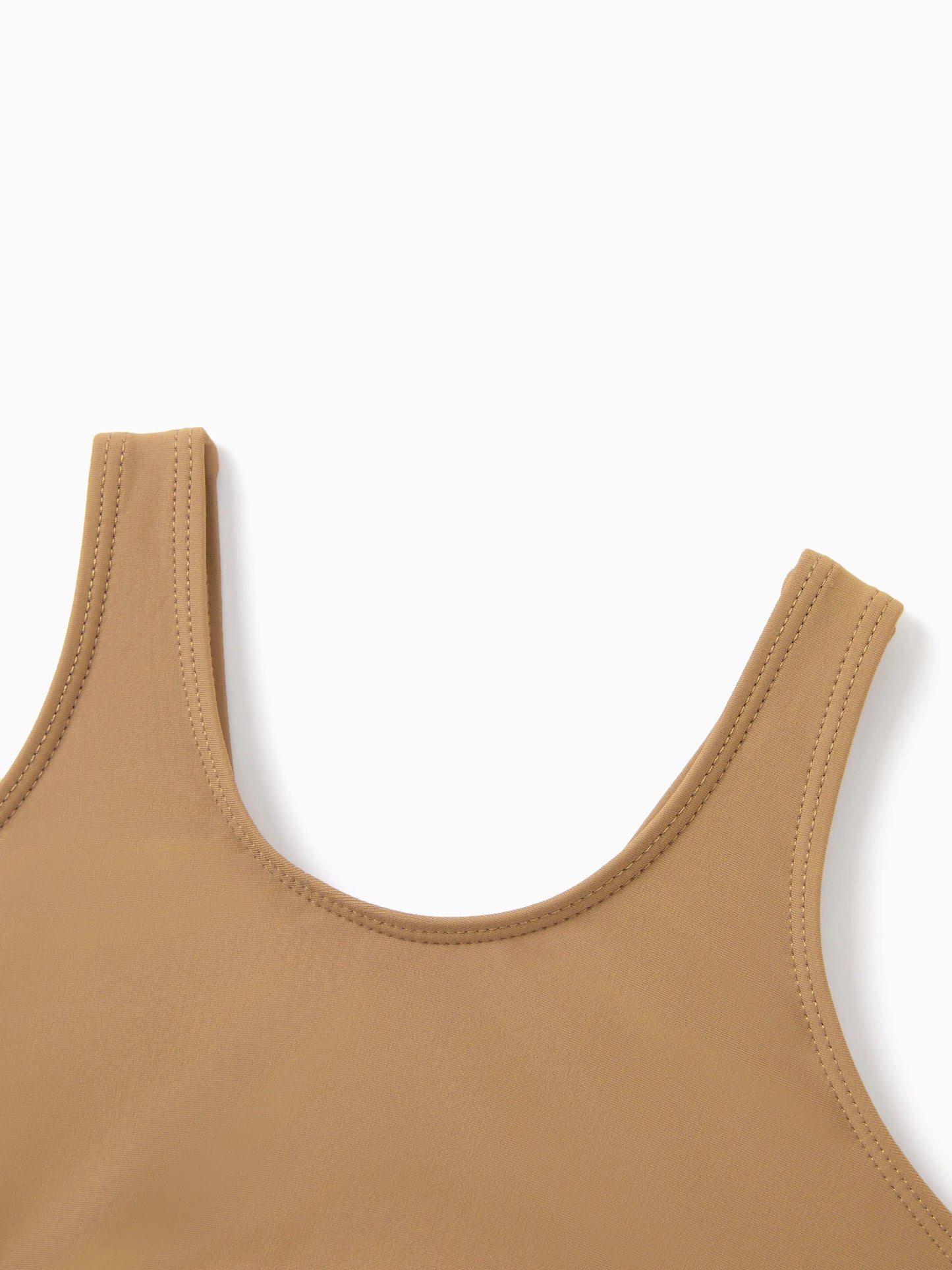 Family Matching Color Block Swimsuits, Mommy and Me One-Shoulder Cutout Bikini Set, Daddy and Son Color Block Swim Trunks, Summer Beach Vacation Swimwear Coffee
