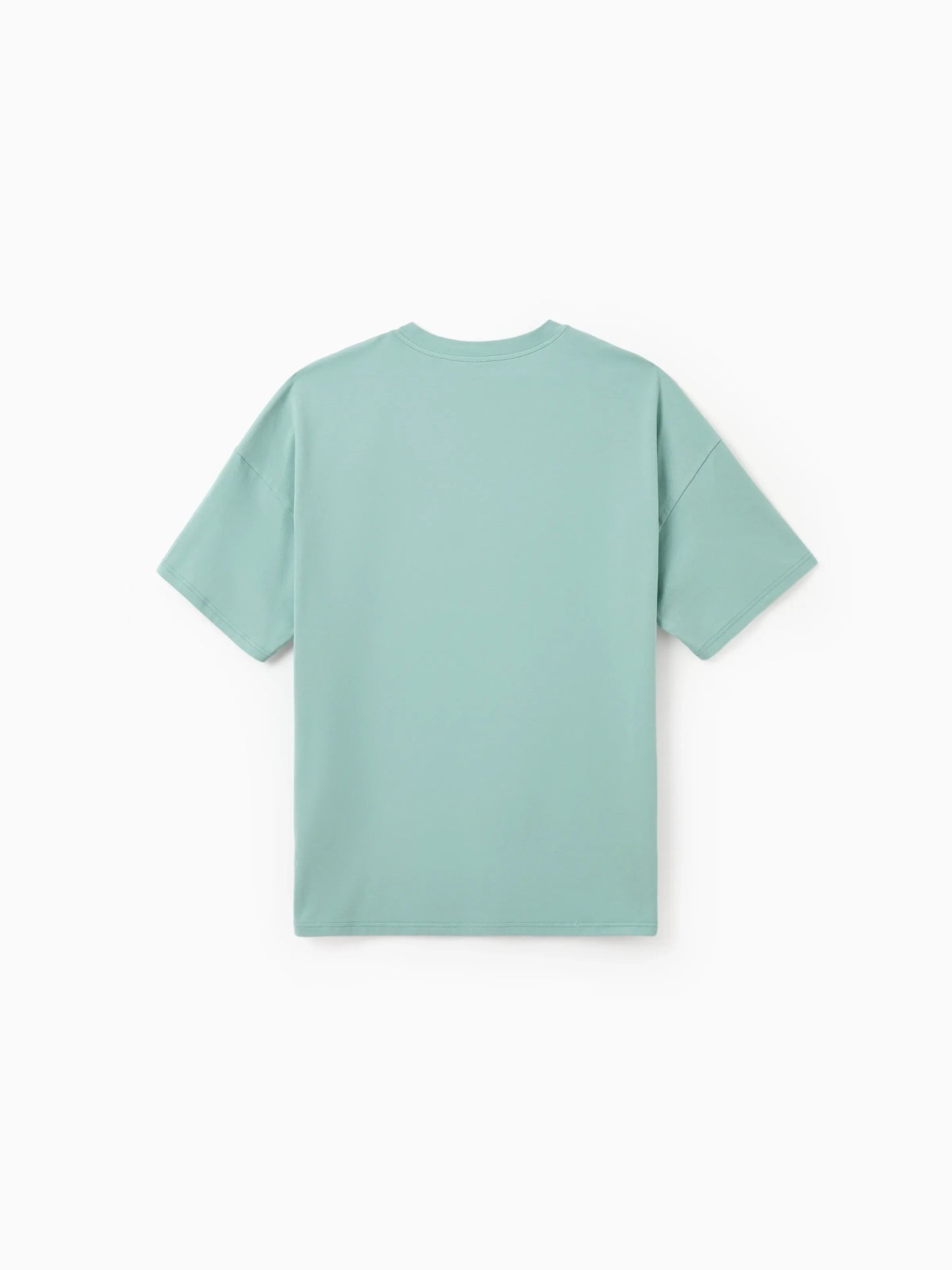 Family Matching T-Shirt & Dress Set Polka Dot Puff-sleeve Dress for Mom, Daughter & Baby, Color Block Cotton Tee for Dad & Son, Perfect for Family Outings & Photos Light Green