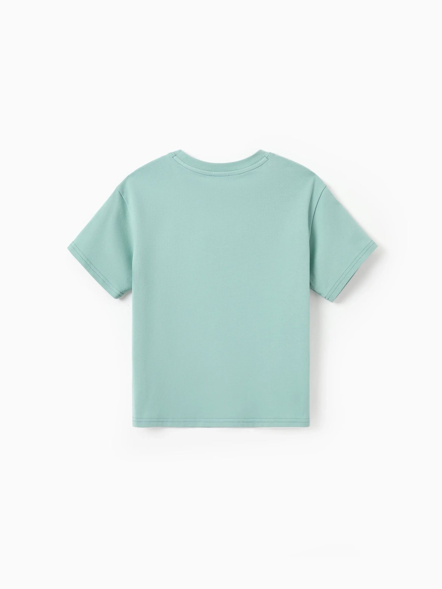Family Matching T-Shirt & Dress Set Polka Dot Puff-sleeve Dress for Mom, Daughter & Baby, Color Block Cotton Tee for Dad & Son, Perfect for Family Outings & Photos Light Green