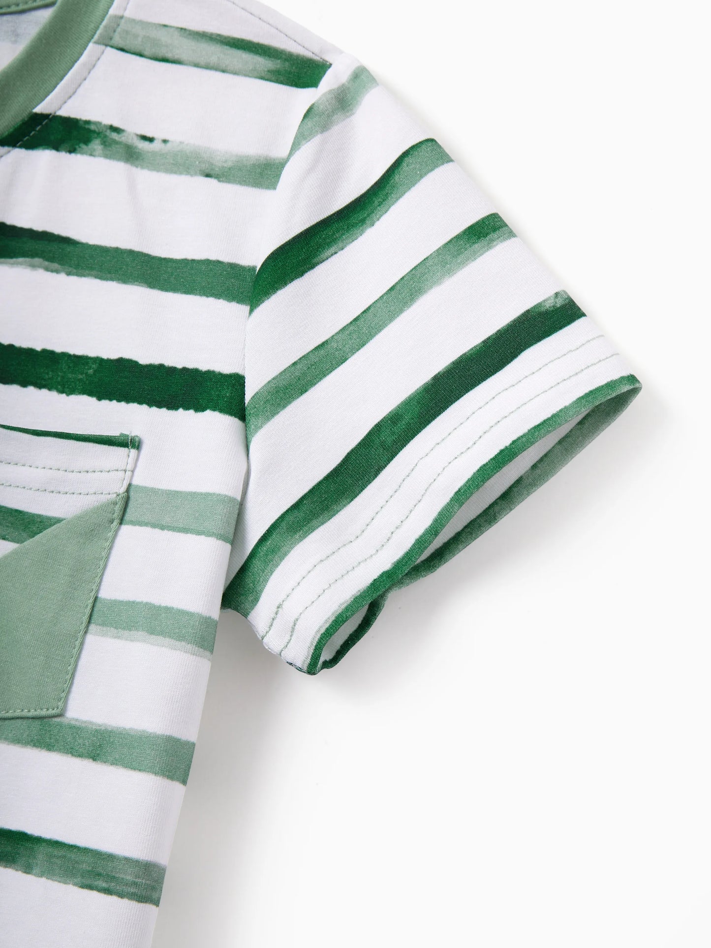 Mommy & me Cotton Outfits Set Green Striped T-Shirt and Dress Set for Dad, Mom, Kids & Baby, Perfect for Summer Family Outings & Photos Green