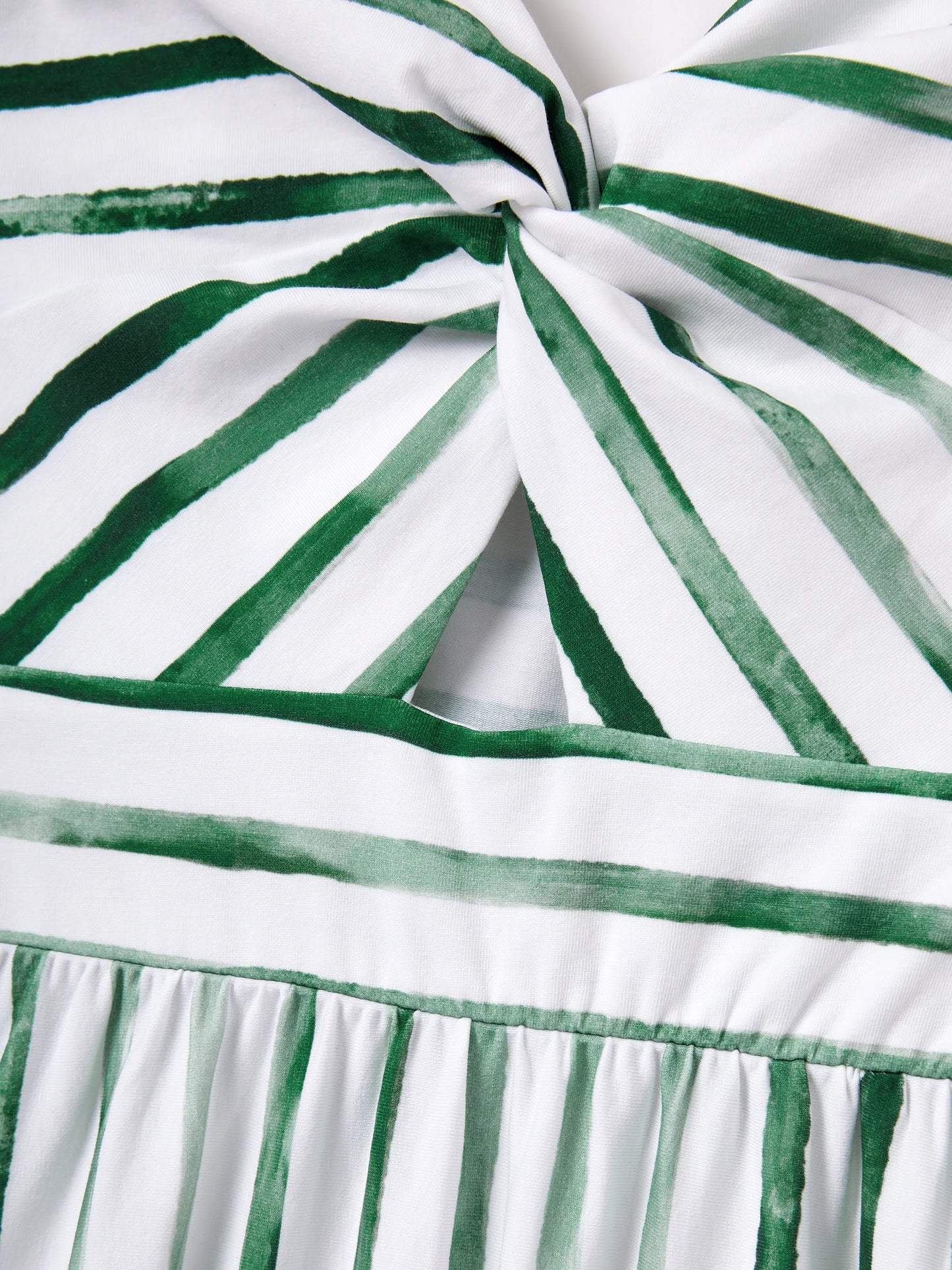Mommy & me Cotton Outfits Set Green Striped T-Shirt and Dress Set for Dad, Mom, Kids & Baby, Perfect for Summer Family Outings & Photos Green