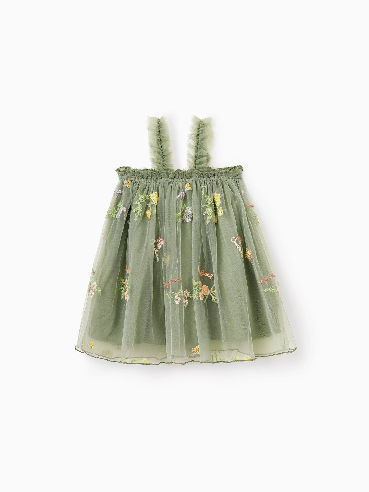 Family Matching Polo Collar Short-sleeve Shirt or V-neck Strappy Mesh Dress  Green