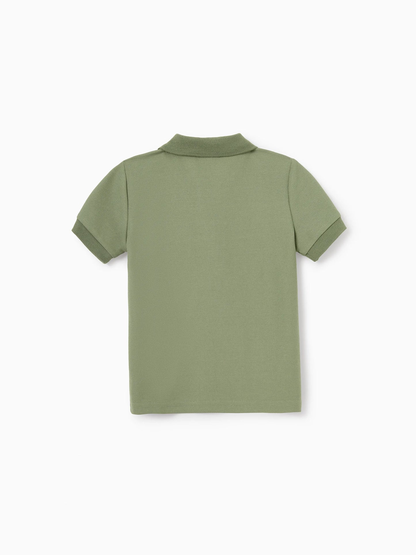Family Matching Polo Collar Short-sleeve Shirt or V-neck Strappy Mesh Dress  Green