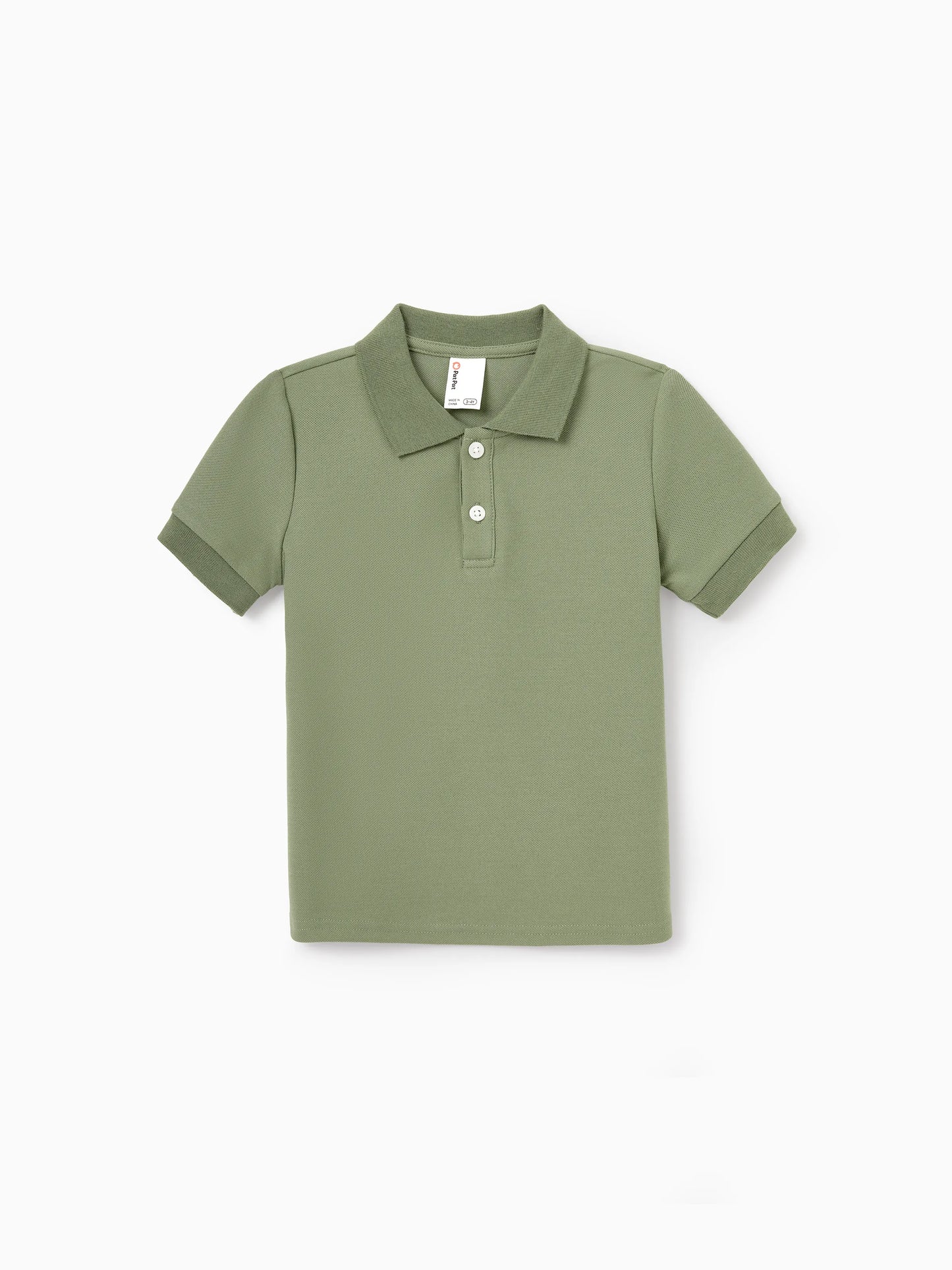 Family Matching Polo Collar Short-sleeve Shirt or V-neck Strappy Mesh Dress  Green