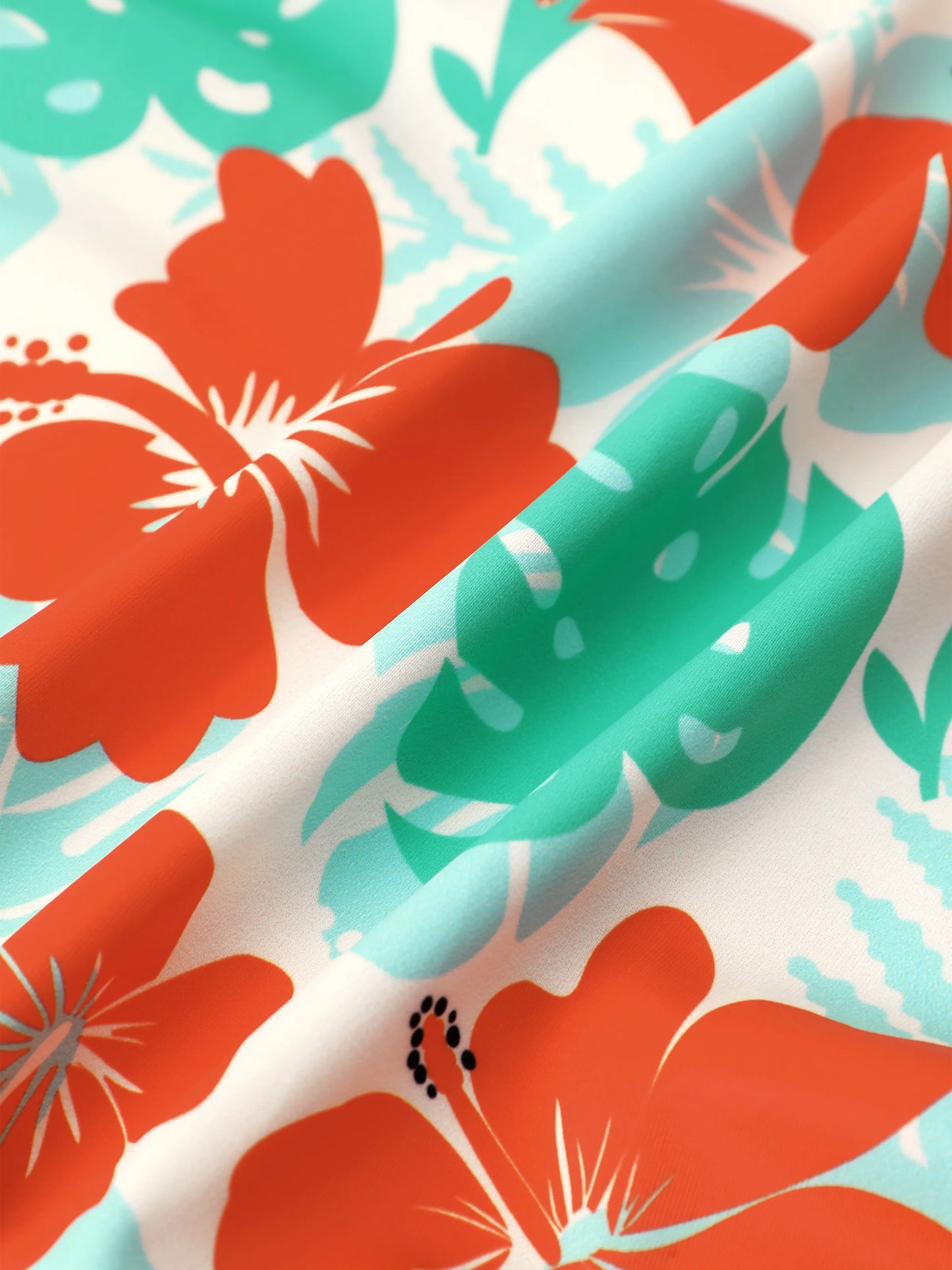 Mommy & Me Tropical Floral Print Ruffle Trim Bikini with Optional Beach Cover-Up Dress Orange