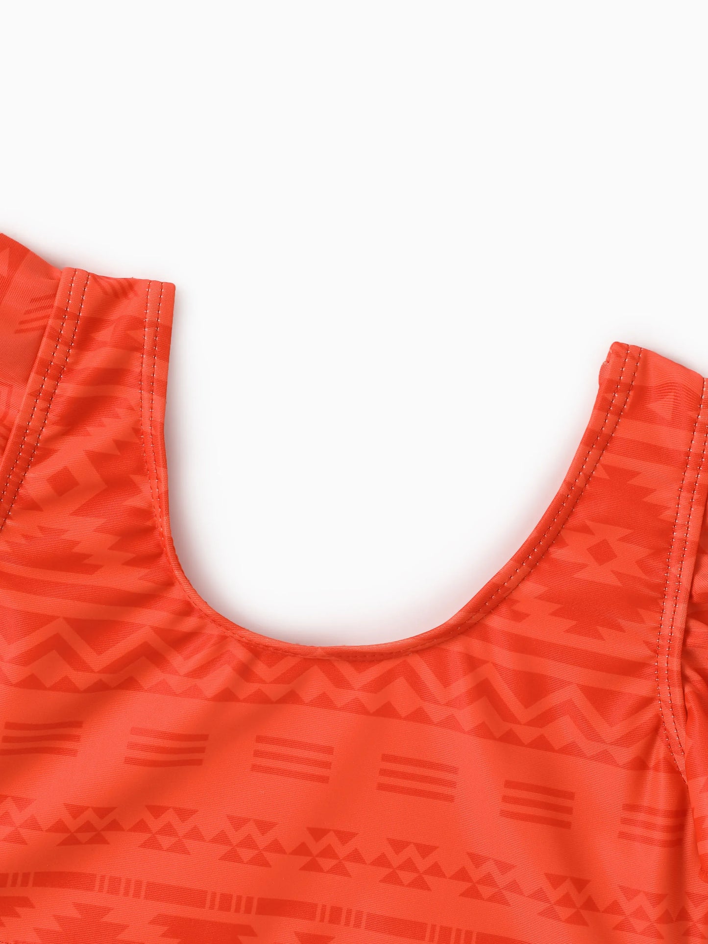 Mommy & Me Tropical Floral Print Ruffle Trim Bikini with Optional Beach Cover-Up Dress Orange