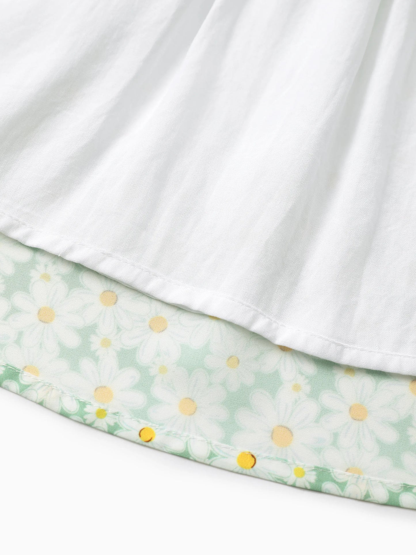 Mommy and Me Floral Dress with Flutter Sleeves Light Green Daisy Print Pale Green
