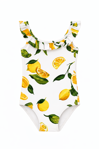 Vanessa One Shoulder Ruffle Two-Piece Bikini Top in Slice of Life