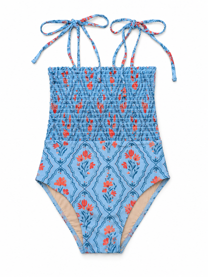 Janece Seamless Square Neck One-piece Swimsuit in Wallpaper Wonder