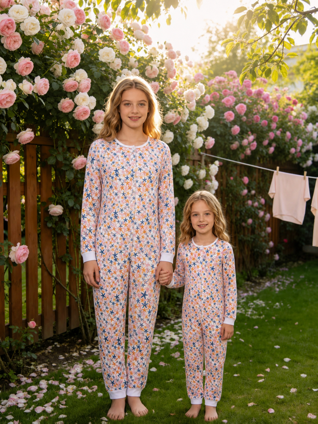 Mommy And Me Star Print Matching Long Sleeve Pajama Set