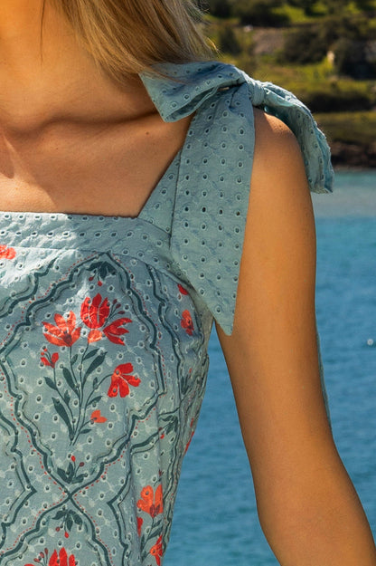 Hilary Bow Tie Mini Dress in Wallpaper Wonder