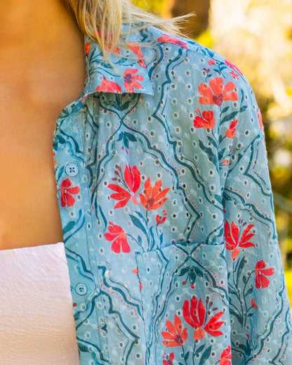 Marie Button Front Collared Dress in Wallpaper Wonder