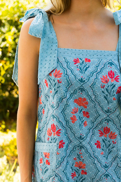 Hilary Bow Tie Mini Dress in Wallpaper Wonder