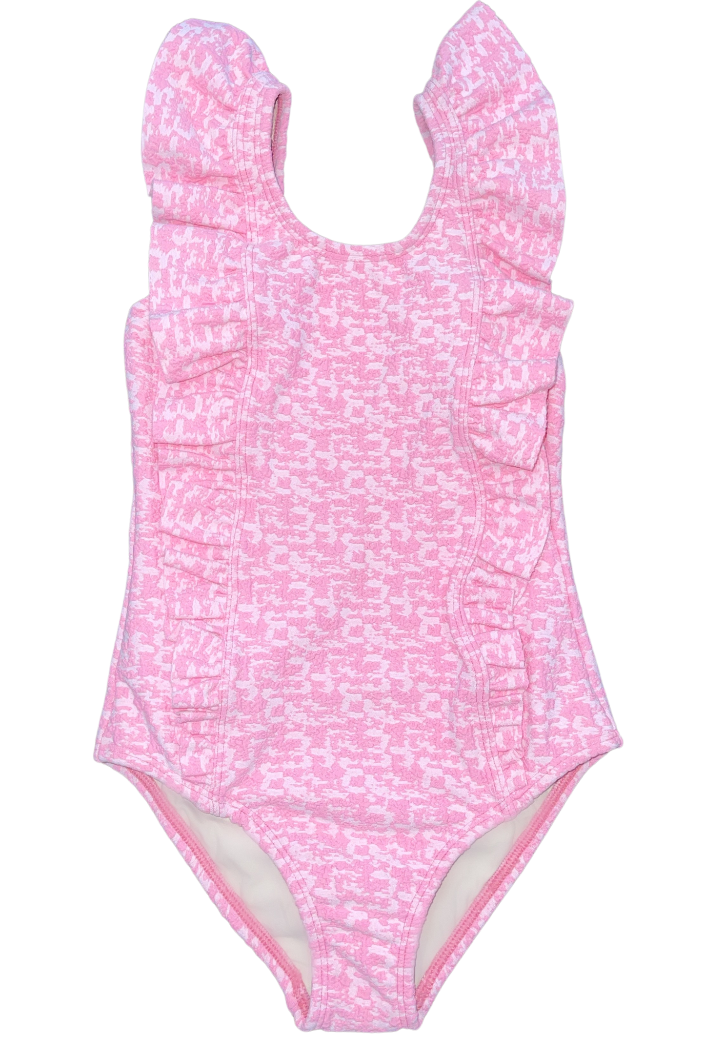 Little Adriana Ruffle One-Piece Swimsuit in Coral Weave - FINAL SALE