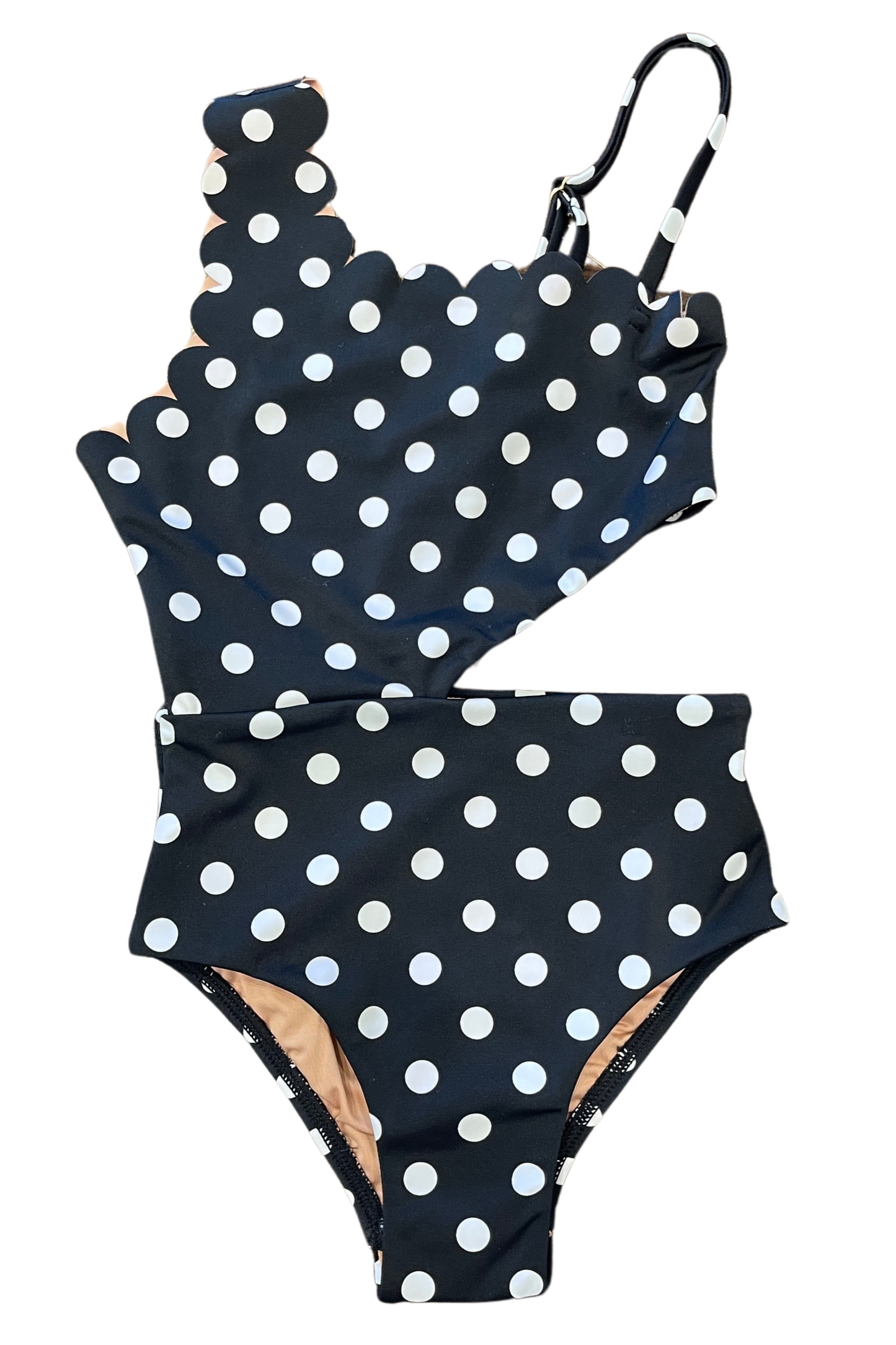 Little Becky Cut Out One Shoulder One-Piece Swimsuit in Polka Confetti - FINAL SALE