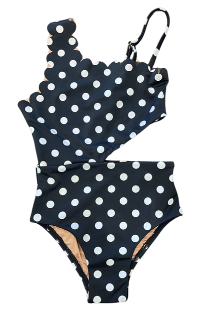 Little Becky Cut Out One Shoulder One-Piece Swimsuit in Polka Confetti - FINAL SALE