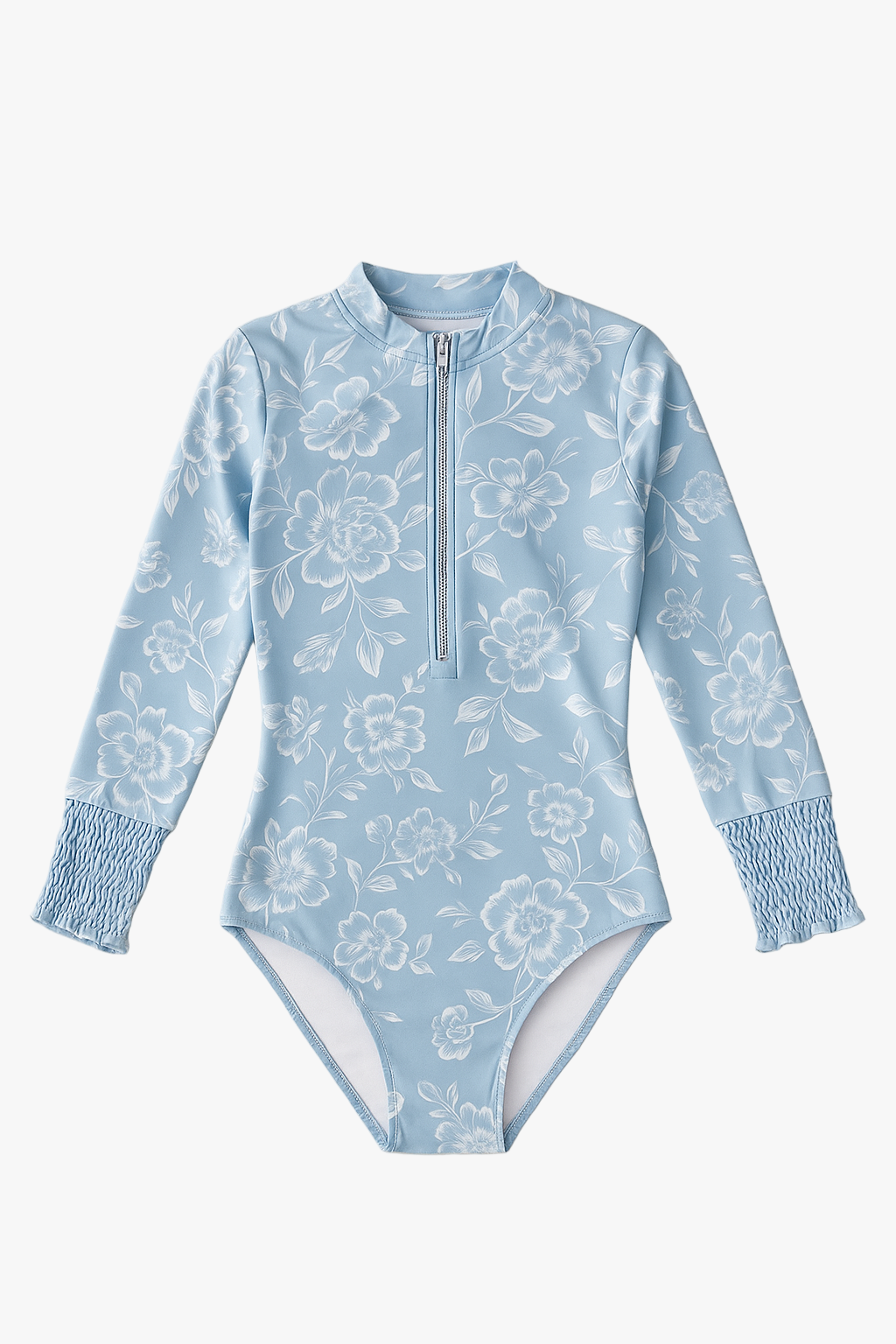 Little Gayle Long Sleeve Zipper One-Piece Swimsuit in Meadow Whisper - FINAL SALE