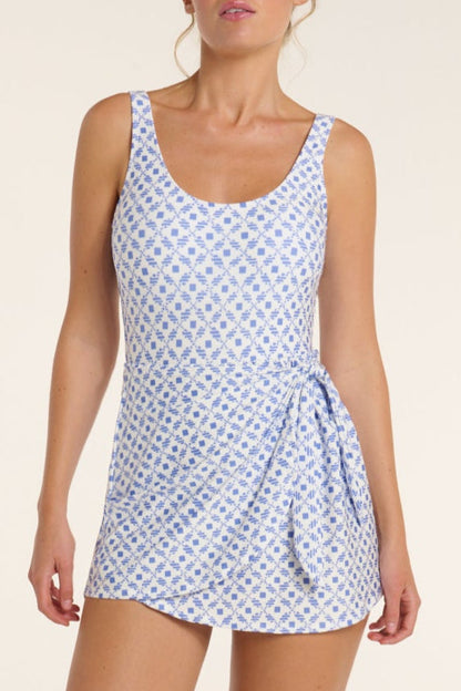 Manuela One-Piece Swim Dress in Santorini Dots