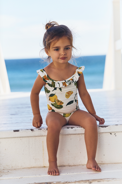 Vanessa One Shoulder Ruffle Two-Piece Bikini Top in Slice of Life