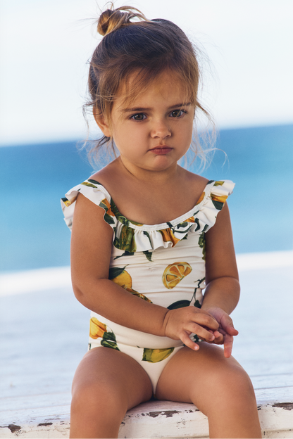 Vanessa One Shoulder Ruffle Two-Piece Bikini Top in Slice of Life