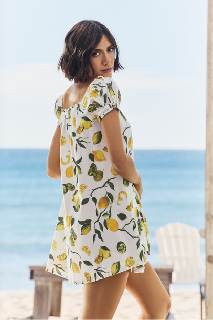 Lina Short Sleeve Cover Up Mini Dress in Slice of Life