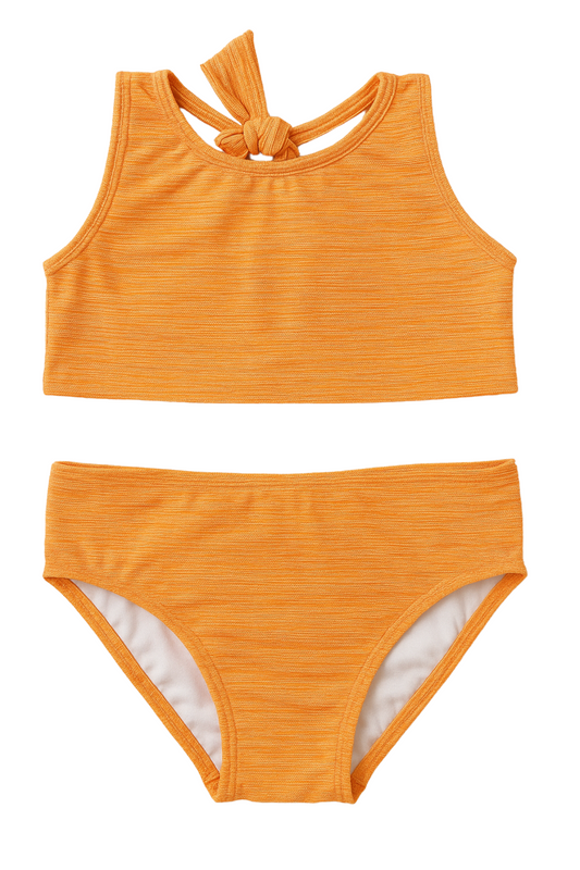 Little Goldie High Neck Two-Piece Swimsuit in Orange - FINAL SALE