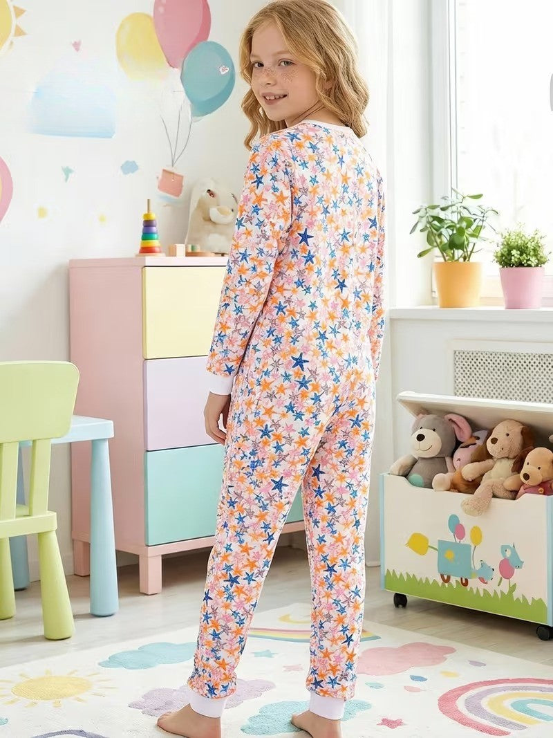 Mommy And Me Star Print Matching Long Sleeve Pajama Set