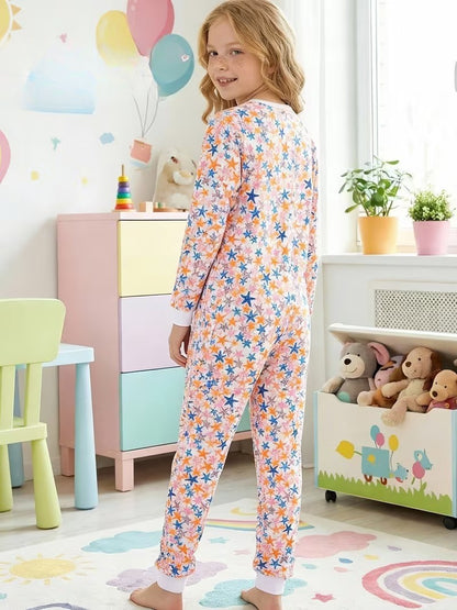 Mommy And Me Star Print Matching Long Sleeve Pajama Set