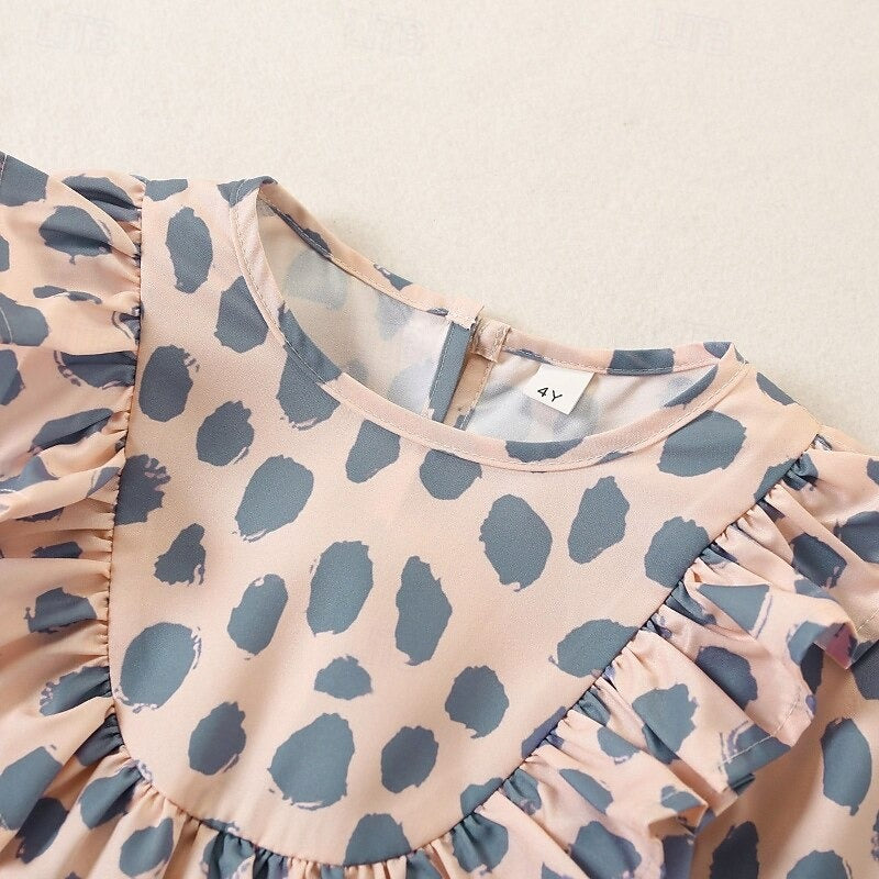 Mommy And Me Pink Polka Dot Print Matching Mother Daughter Dress Set