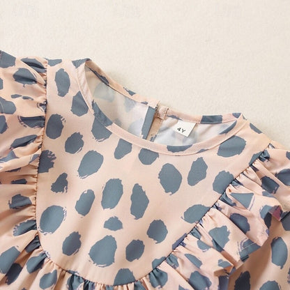 Mommy And Me Pink Polka Dot Print Matching Mother Daughter Dress Set