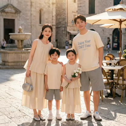 Family Matching Outfits Set Women Men Kids Summer Casual Clothes
