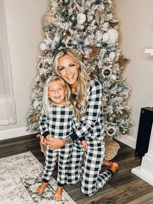 Mommy And Me Christmas Plaid Pajamas Long Sleeve Sleepwear Set