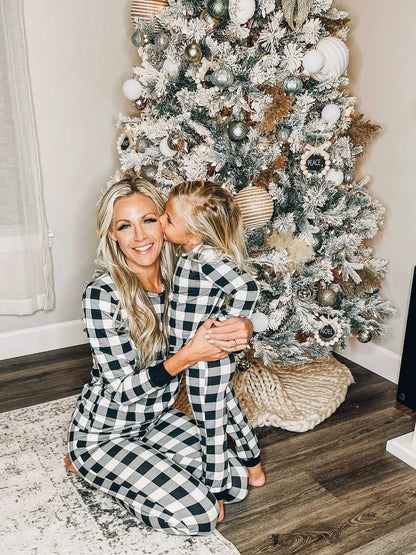 Mommy And Me Christmas Plaid Pajamas Long Sleeve Sleepwear Set