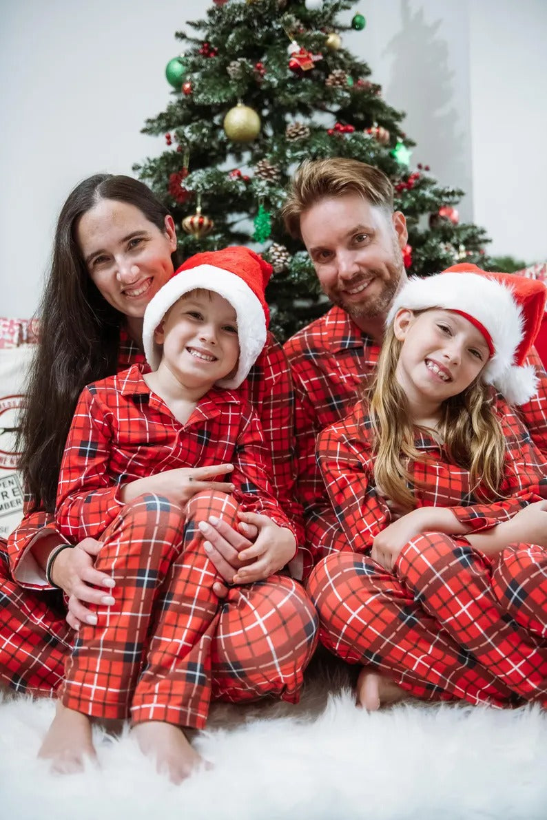 Family Matching Christmas Plaid Pajama Outfit Sets