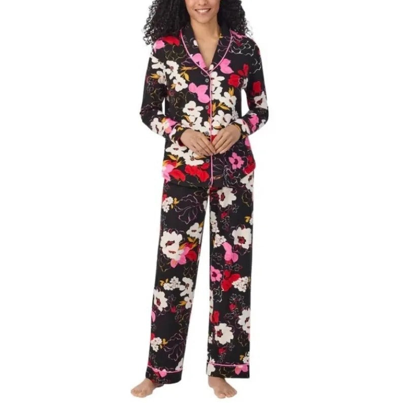 Family Matching Floral Pajama Set Long Sleeve Button Front Sleepwear