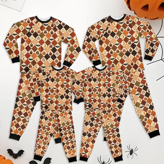 Family Matching Halloween Pajama Set Pumpkin Print Long Sleeve Sleepwear